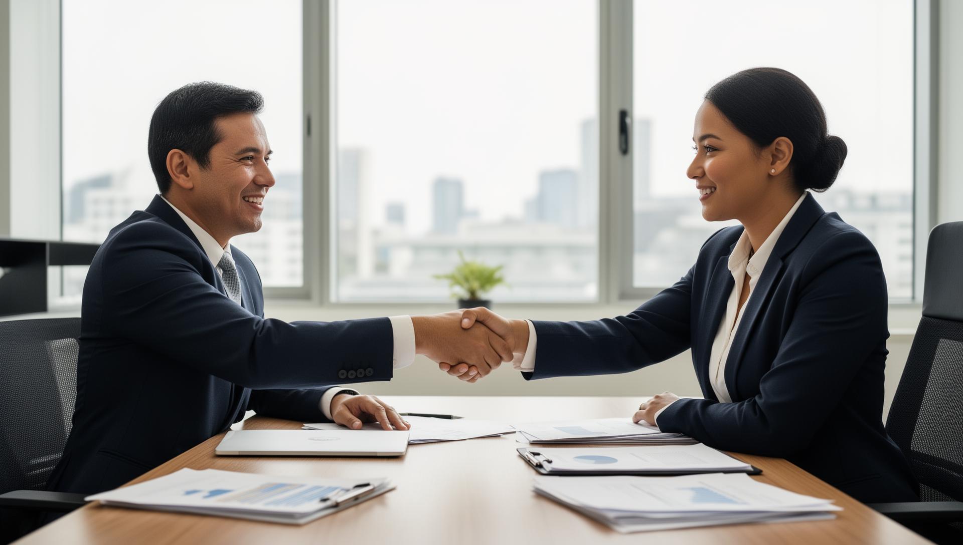 Business consultation meeting with handshake